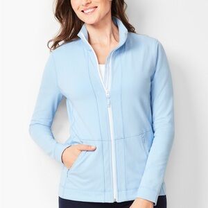 Talbots Sky Blue Women's Full Zip Long Sleeve Jacket Golf Yoga Walking M
